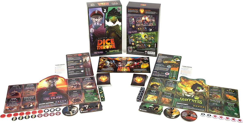Настольная игра Dice Throne (Трон кубов). Второй сезон. Tactitian vs Huntress