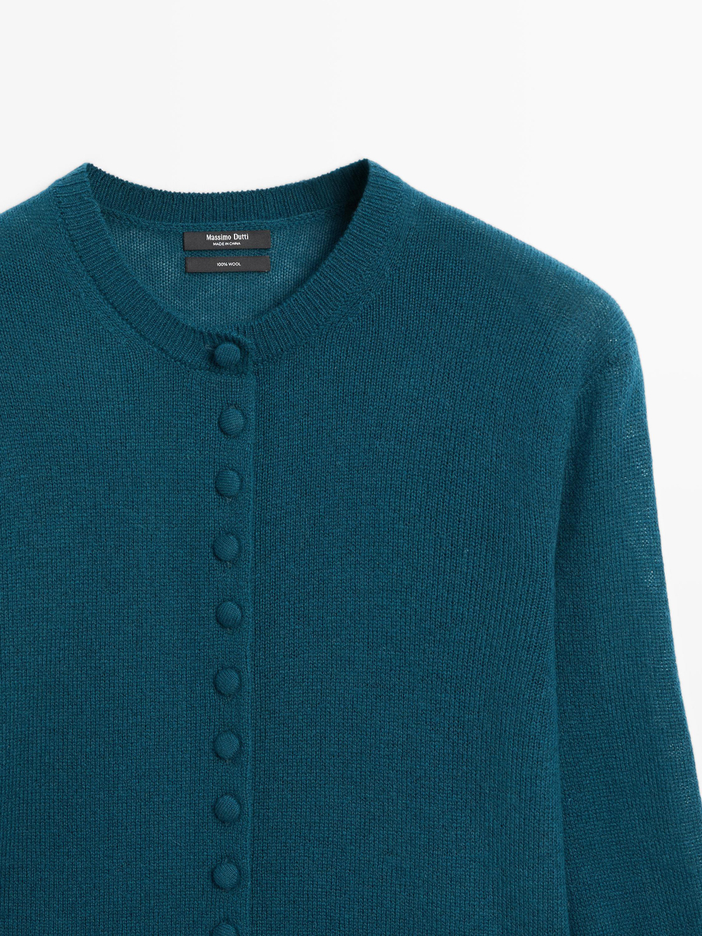 Massimo Dutti Трикотажный кардиган из 100% шерсти с обтяжными пуговицами, синий