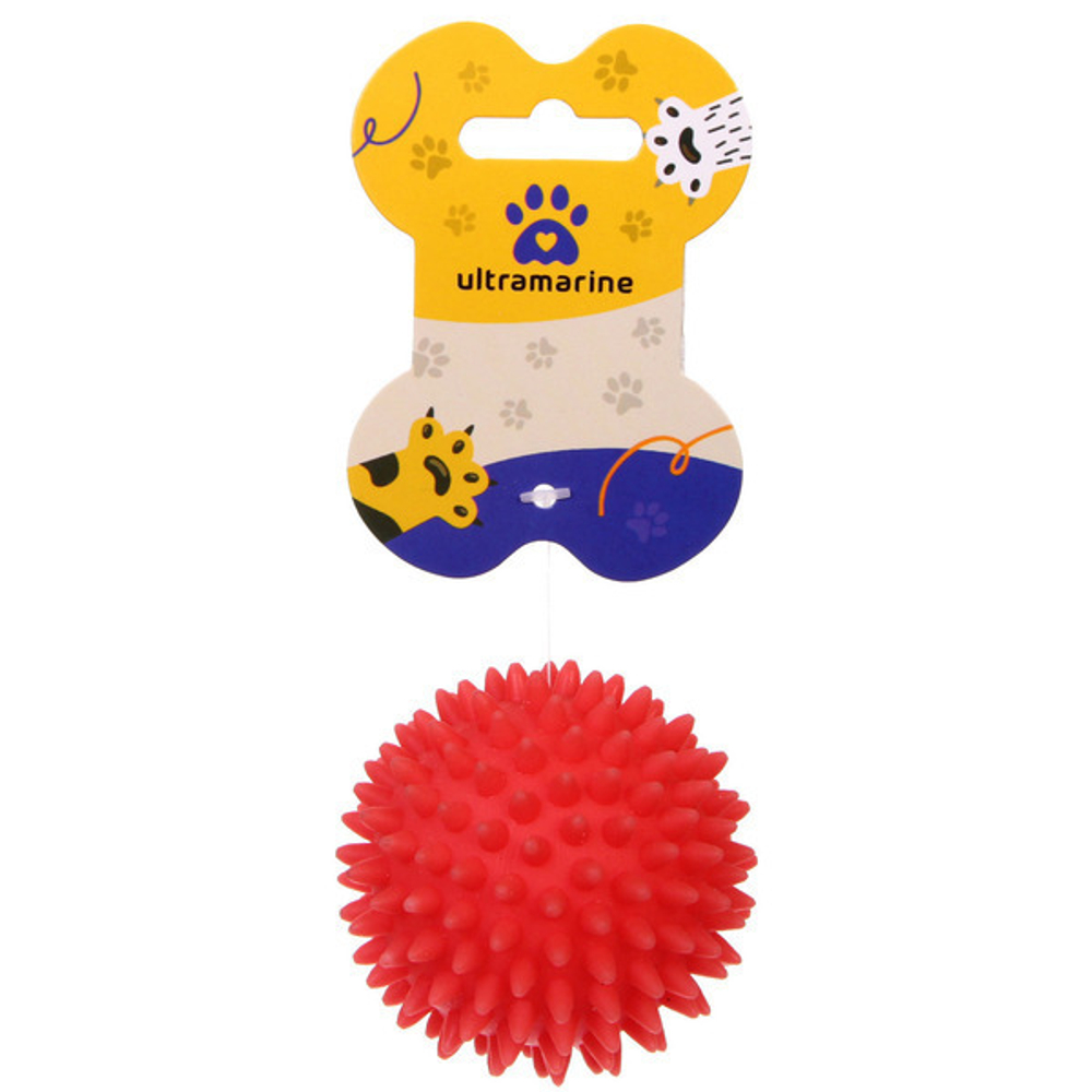 Игрушка - мячик для собак средних и мелких пород «ЗУБОЧИСТКА», цвет красный, d-7см (лейбл)