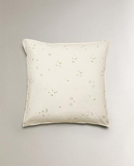 ZARA HOME ДЕТСКАЯ НАВОЛОЧКА С ПРИНТОМ, ЖЕЛТОВАТО-БЕЛЫЙ