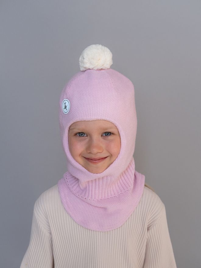 Шлем зимний вязаный (Розовый) ЧИП