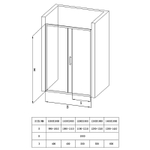 Душевая дверь Loranto раздвижная 110х190, толщина полотна 6мм универсальная, цвет профиля серый матовый