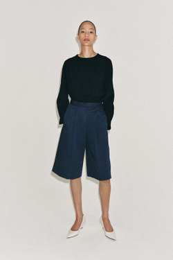 ZARA ШОРТЫ С ЗАЩИПАМИ — ZW COLLECTION, МОРСКОЙ СИНИЙ