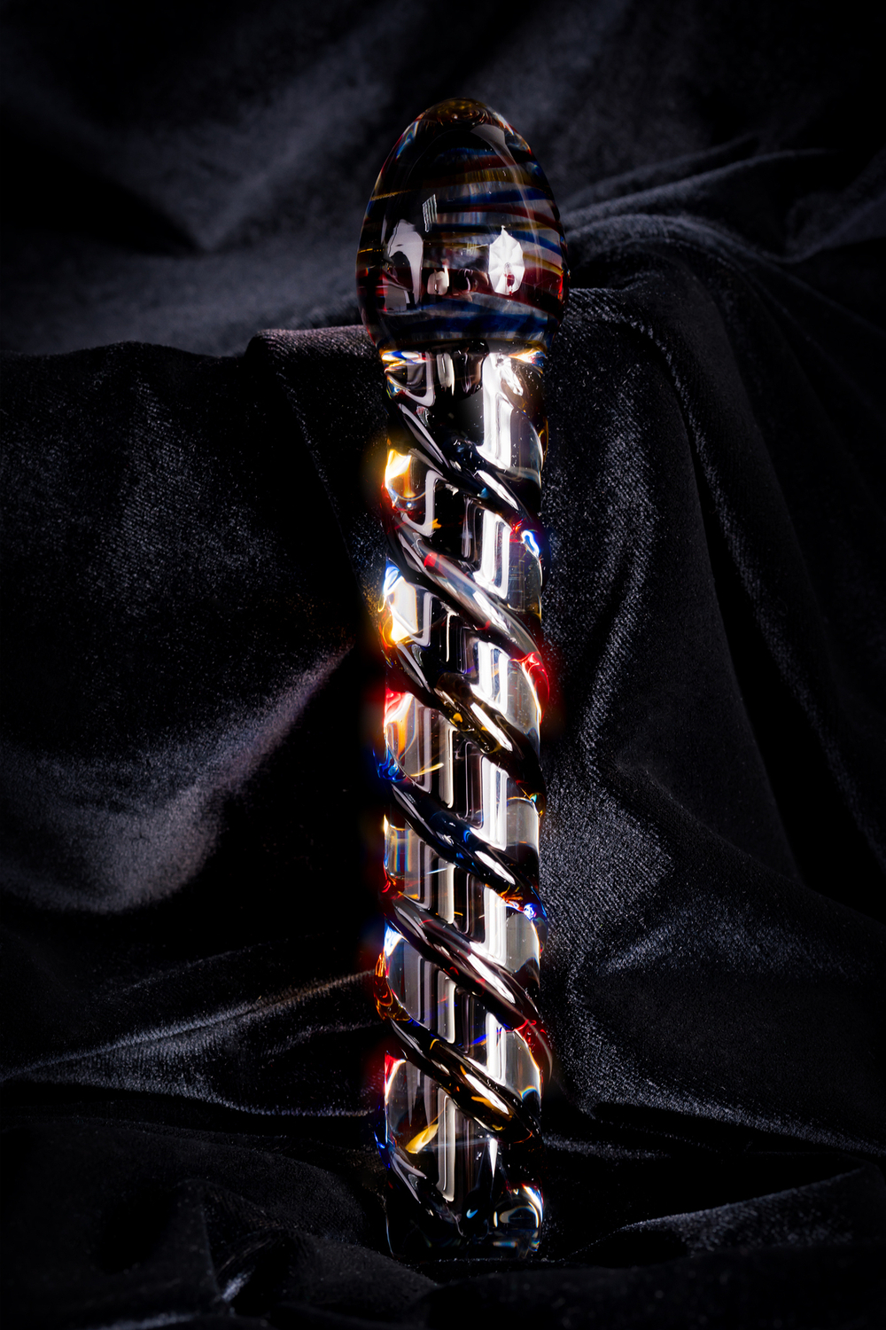 Фаллоимитатор стеклянный разноцветный 20 см