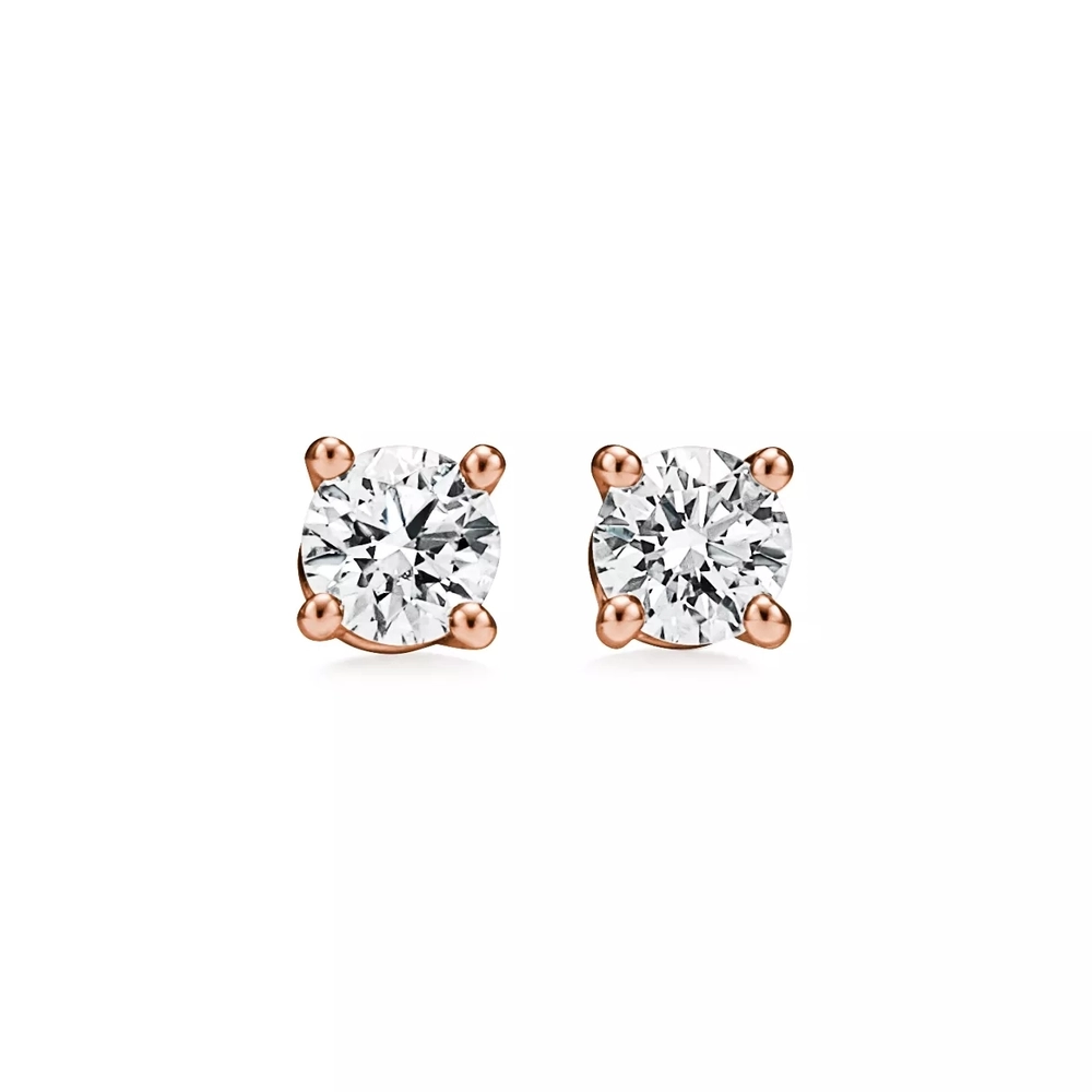 Серьги из розового золота 18k с бриллиантами 💎Tiffany Solitaire
