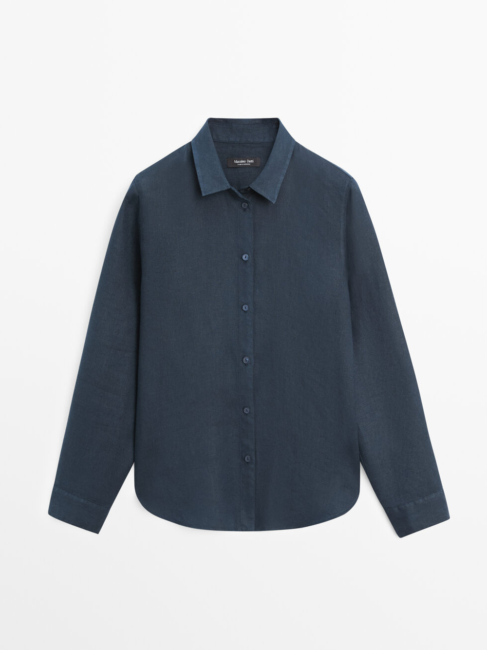 Massimo Dutti Свободная рубашка из 100% льна, темно-синий