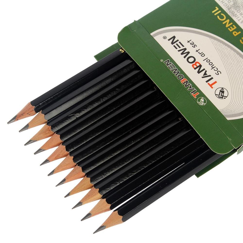 Набор ч/г карандашей разной степени твердости/мягкости, 12 штук