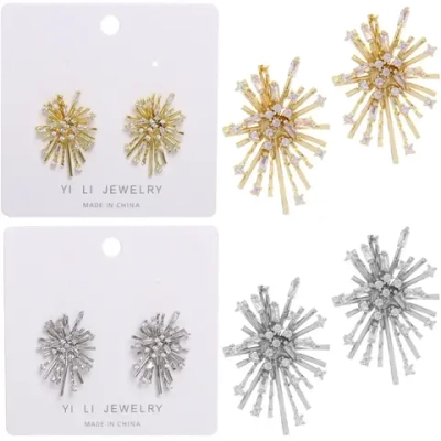 Серьги из гиппоалергенного металла со стразами «ПАЛУМНА», элли, цвет золото и серебро, 2,4*1,9см