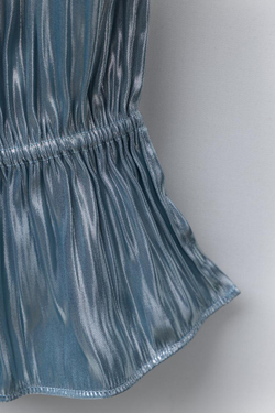 ZARA БРЮКИ С ЭЛАСТИЧНЫМ ПОЯСОМ И ОБОРКАМИ, СЕРЕБРИСТЫЙ