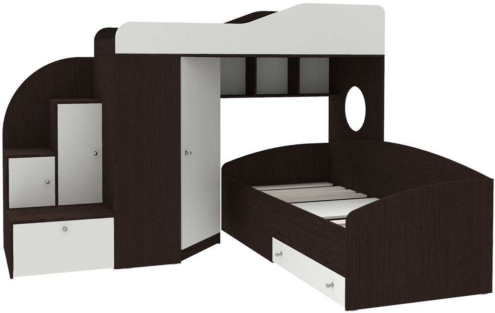Кровать-чердак КарИВи Кадет 2 Венге Белый