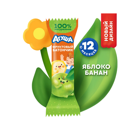 Фруктовый батончик Агуша яблоко-банан 15 гр