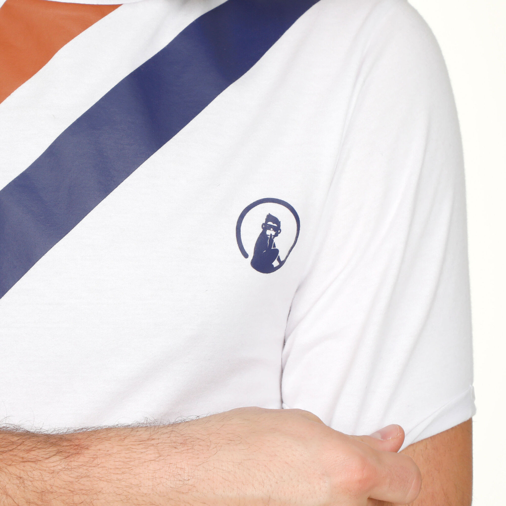 Мужское теннисное поло Quiet Please Retro Stripe T-Shirt Men - White, Multicoloured