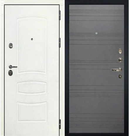 Входная металлическая дверь Лекс Сенатор 3К  Белая шагрень  №70 Графит софт
