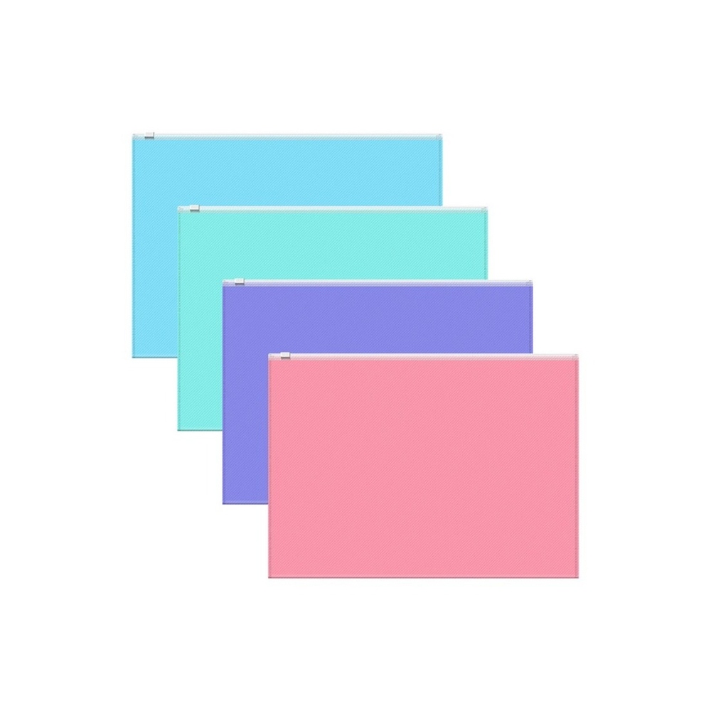 Папка на молнии А4 Zip-пакет ErichKrause® Diagonal Pastel, пластиковый, непрозрачный, ассорти