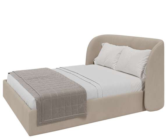 Кровать с подъемным механизмом Classic 160 см (бежевый, велюр)