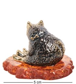 Народные промыслы AM-2223 Фигурка «Кот Лизун» (латунь, янтарь)