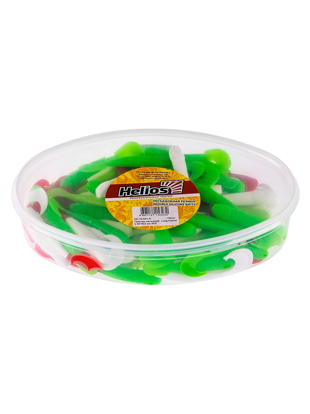 Твистер несъедобный Helios Long Hybrid 3,55"/9,0 см MIX 100шт. (HS-15-031-N)