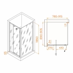 Душевой уголок RGW Passage PA-44 (PA-02 + Z-050-1) 80x90 стекло прозрачное/профиль хром