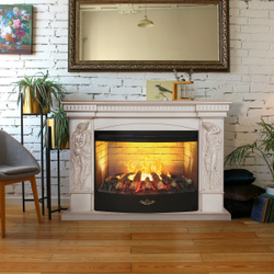 Электрокамин RealFlame Diva 33 WT белый дуб с золотой патиной с очагом 3D Firestar 33