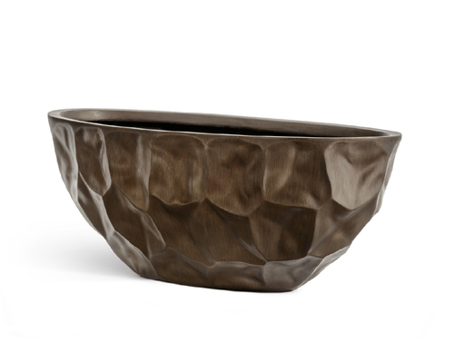 Кашпо TREEZ Effectory Metal Высокая лодка Design Crumple Чернёная бронза в-26, ш-35, дл-69 см 41.33-07-22-083-GRP-69/35