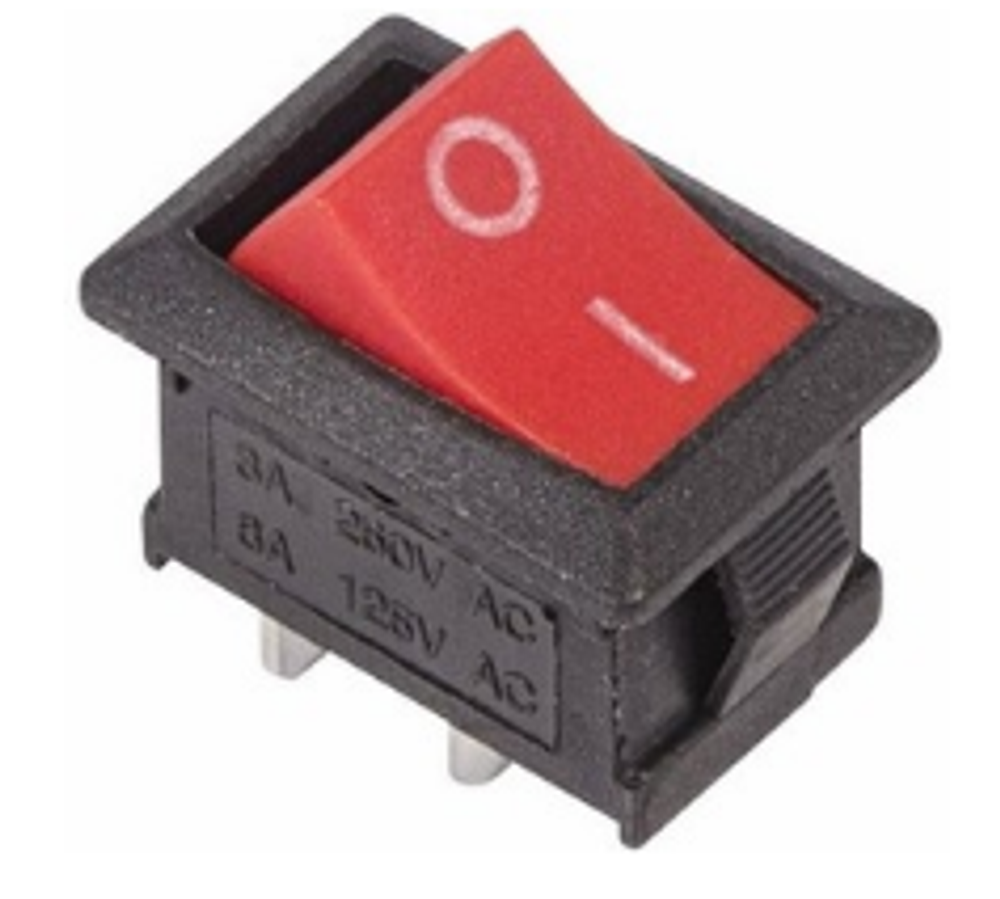 Клавиша-тумблер квадрат  средний 1пол 250V 6А (2с) ON-OFF красная Mini(RWB-201,SC-768) REXANT 362111