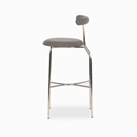 Барный стул Rider, серая ткань, ножки хром