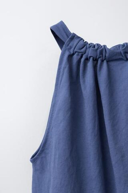 ZARA ТОП С ГОРЛОВИНОЙ ХАЛТЕР, СИНИЙ