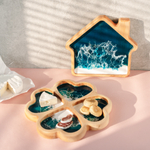 Набор деревянных менажниц из кедра для подачи блюд и закусок "домик" и "клевер". MGN6