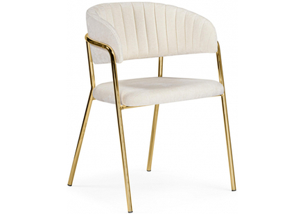 Стул на металлокаркасе Woodville Kamelia белый, ткань золотые ножки