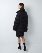 Пуховик двубортный укороченный из итальянского нейлона черный