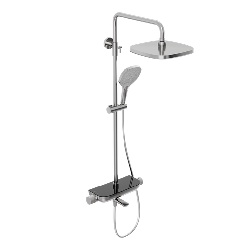 Душевая система Abelsberg Lineara SNS52891CH с термостатом и полкой для ванны и душа, глянцевый хром