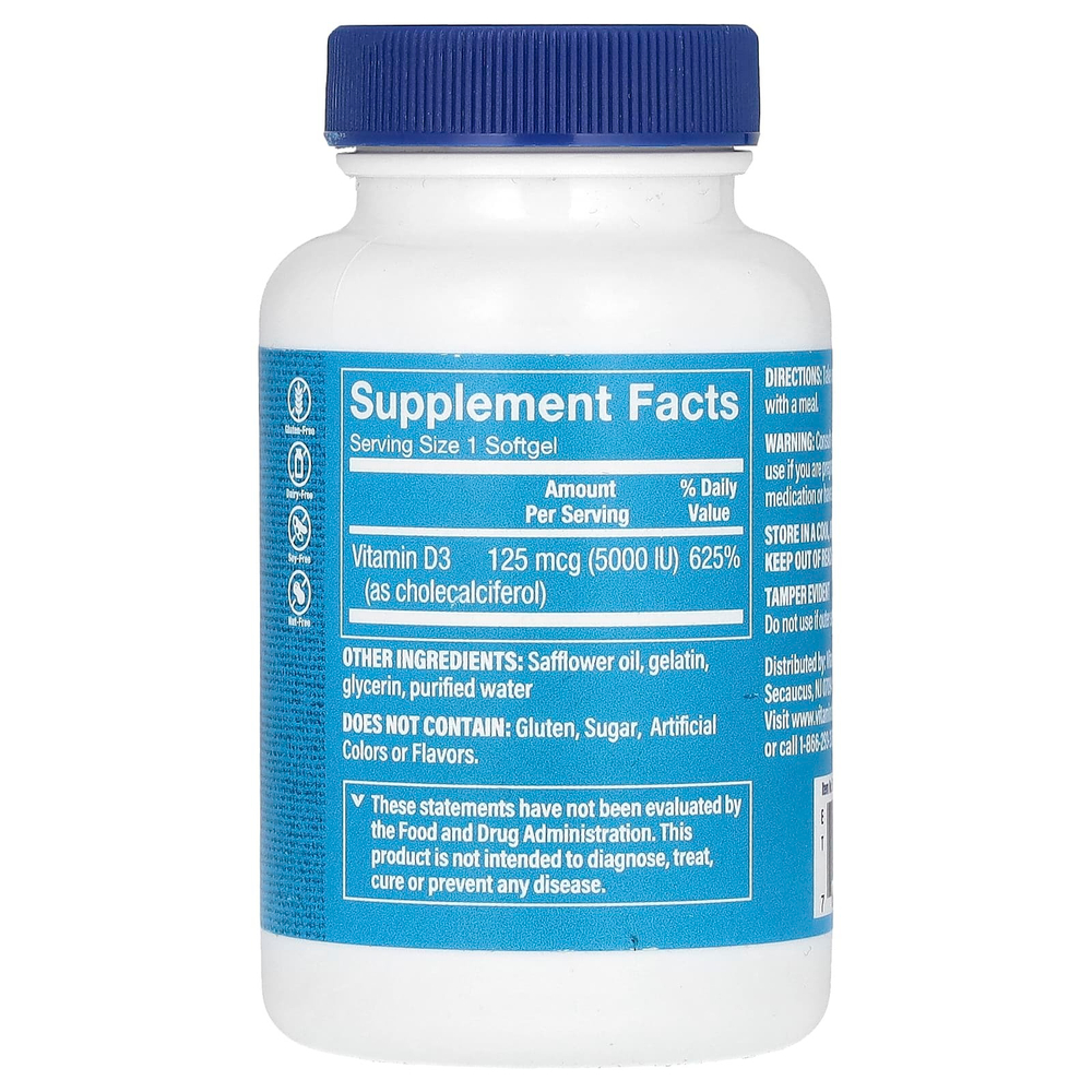 The Vitamin Shoppe, витамин D3, 125 мкг (5000 МЕ), 200 капсул