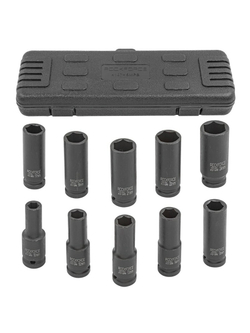 Набор головок ударных глубоких 10пр.,1/2''6гр.(10,12-15,17,19,21,22,24мм), в пластиковом кейсе RockForce##Rock FORCE RF-4107-5MPB