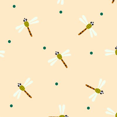 Милый нежный паттерн со стрекозами и горошком