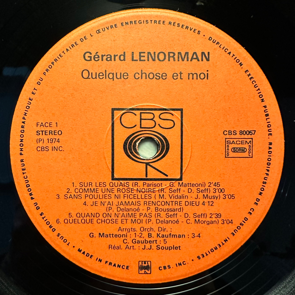 Gerard Lenorman - Quelque Chose Et Moi (Франция 1974г.)