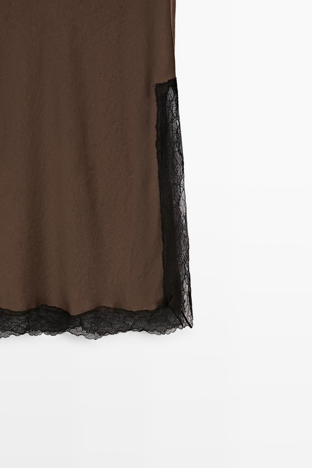 Massimo Dutti Юбка миди с кружевной отделкой, коричневый