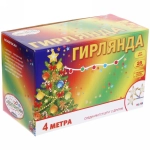 Гирлянда для дома 4м 28 ламп LED с насадками ЗОЛОТАЯ ЗВЕЗДА, прозрач.пров., авторежим.,IP-20 RG/RB (возможность соединения)