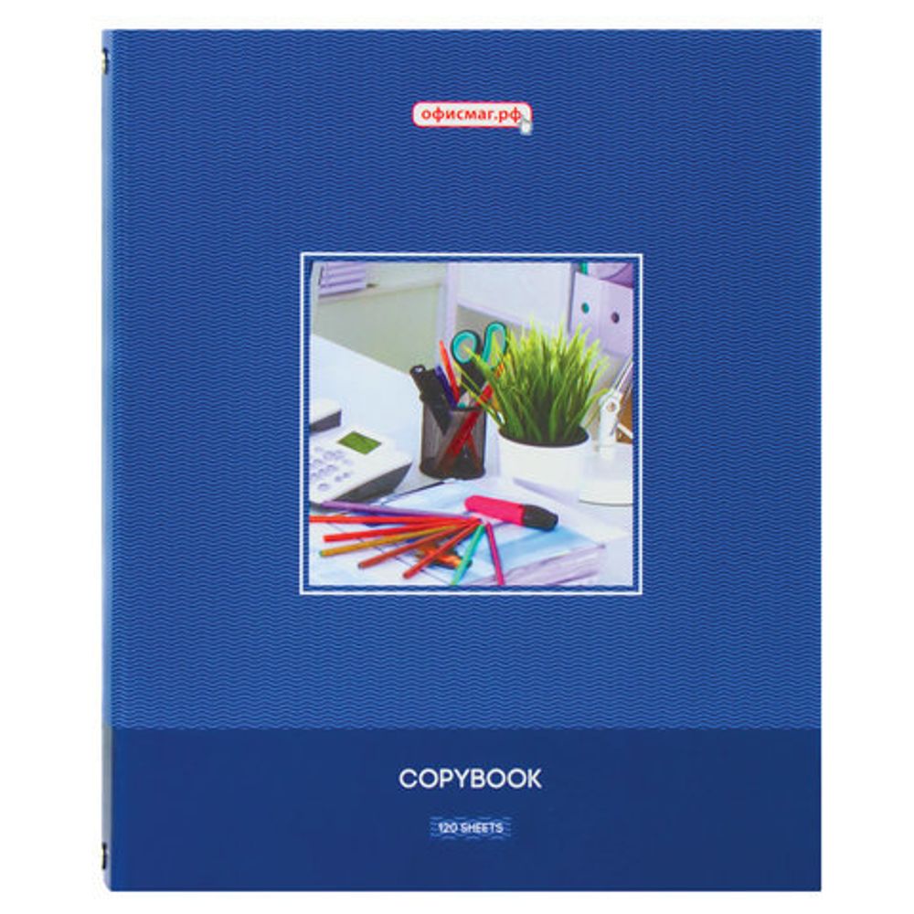Тетрадь на кольцах А5 (175х215 мм), 120 л., картонная обложка, клетка, глянцевая ламинация, ОФИСМАГ, "Офисный стиль", 403280