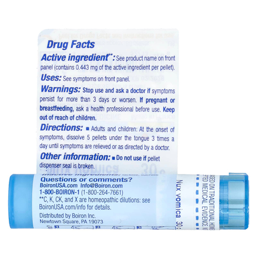 Boiron, Nux Vomica, 30C, для облегчения изжоги, примерно 80 гранул