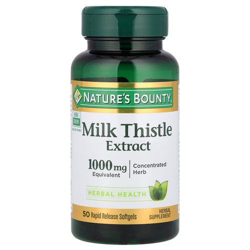 Nature's Bounty, экстракт расторопши, 1000 мг, 50 капсул с быстрым высвобождением