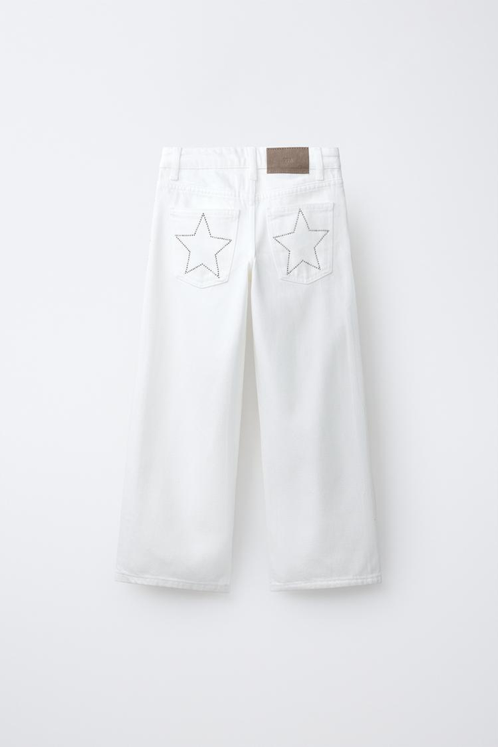 ZARA ДЖИНСЫ WIDE LEG СО СТРАЗАМИ И ЗВЕЗДАМИ, БЕЛЫЙ