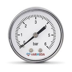 Манометр VARMEGA аксиальный 50 мм, 6 бар, 1/4quot;, VMMT08-500602