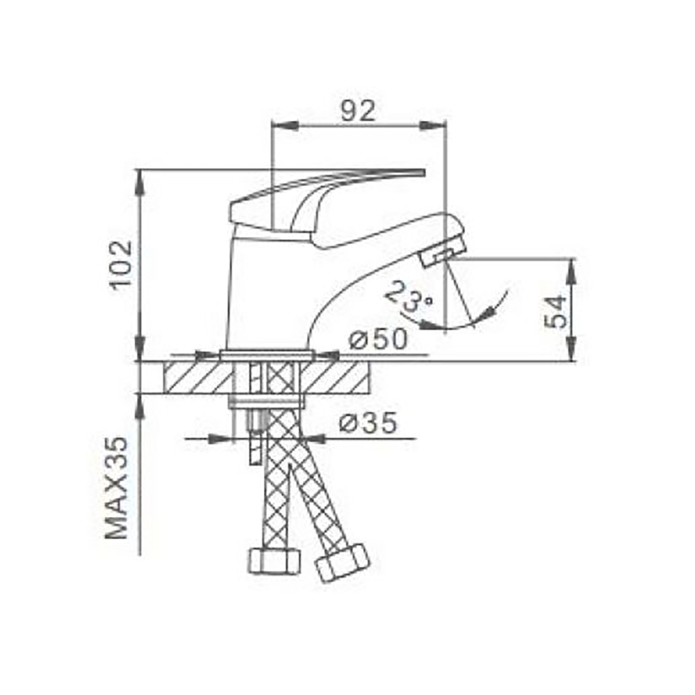 Смеситель для раковины 35к F1039-В FRAP с/отв (литой, п/шпильку, хром, силумин)