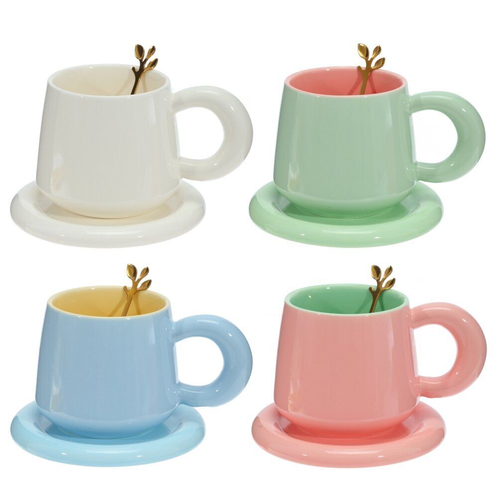 GAEM Кружка с блюдцем и ложкой, 300 мл, L16 W13 H10 см, 4в.