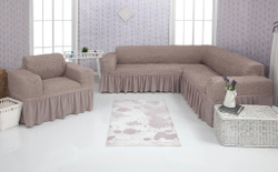Комплект чехлов на угловой диван с креслом, цвет Капучино