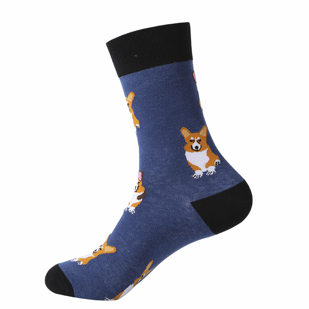Носки р.35-40 "Cute Animals" Корги Синие