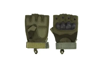 Перчатки треккинговые Следопыт Tactic Power, без пальцев, с защитой суставов, зеленые