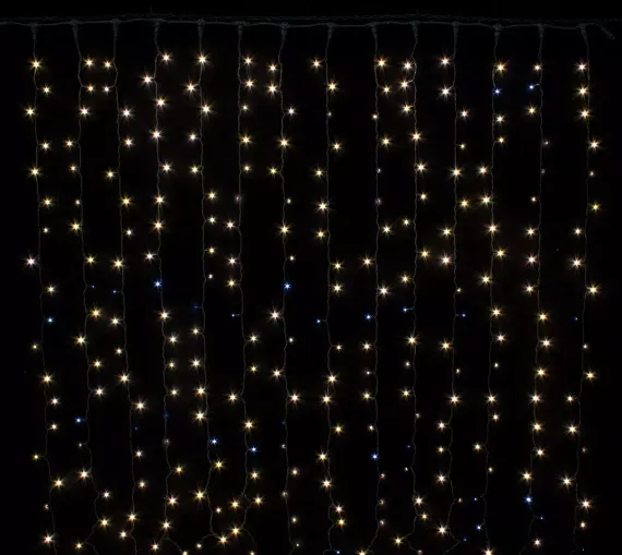 Занавес с мерцающим диодом 3*3 м., 220V, 600 теплых белых LED ламп, черный провод, Winner Light (ww.03.6B.600+)