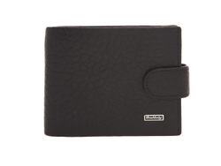 Компактный мужской чёрный кошелёк портмоне из натуральной кожи Dublecity 078-DC31-04A в подарочной коробке