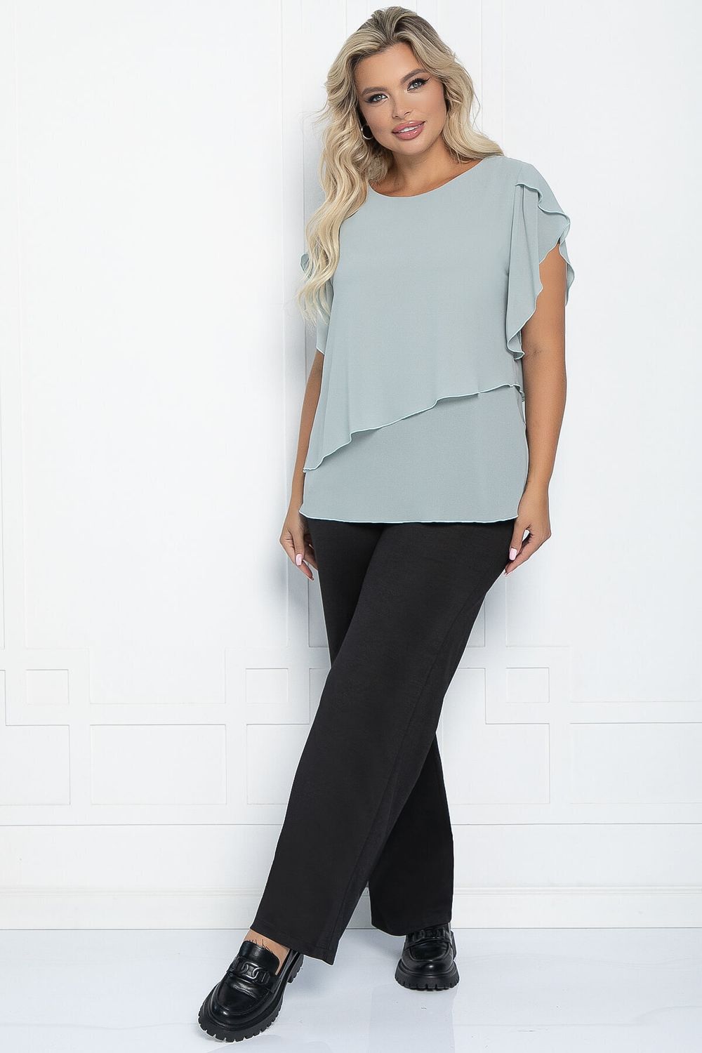 Блуза Магнолия (серо-голубая) Б11052 LT Collection (Акция)